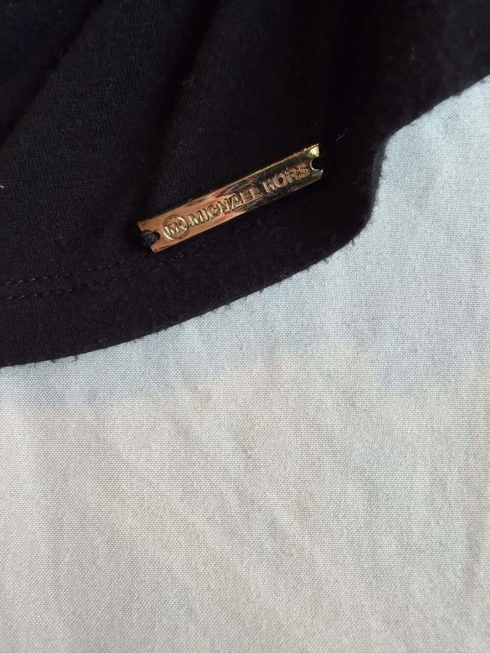 Michael Kors Women's Black Sleeveless Cowl Neck Top with Logo Plate